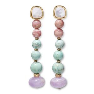Lizzie Fortunato Costa Nova Earrings Opal Turquoise Kunzite Pink Blue Purple